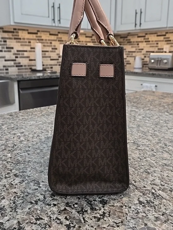 Michael Kors Reagan Signature Brown Medium Satchel - Picture 7 of 14